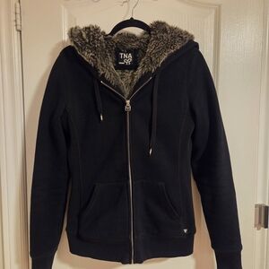 TNA Black Hoodie with Faux Fur Lining